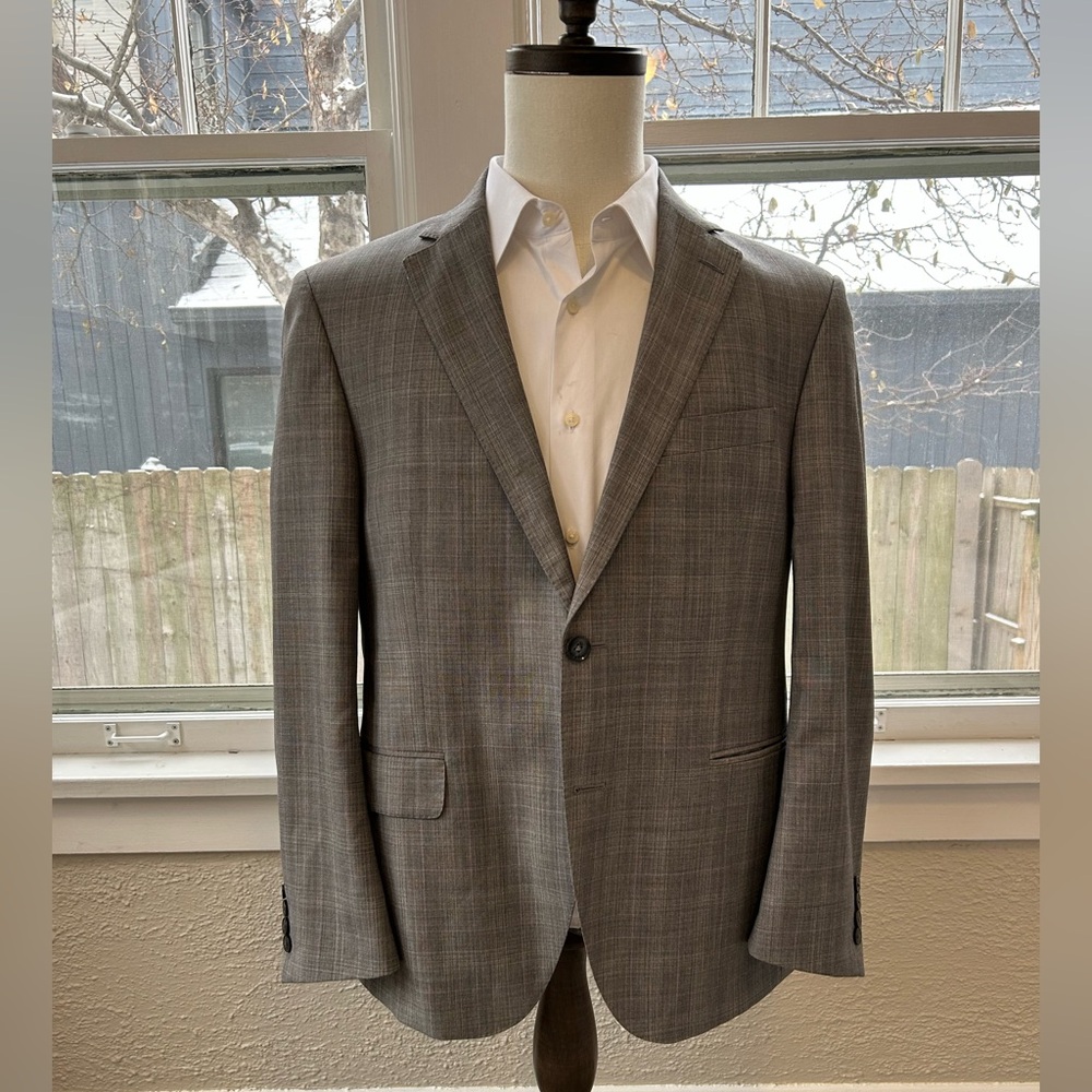Peter millar wool windowpane gray blazer size 40S